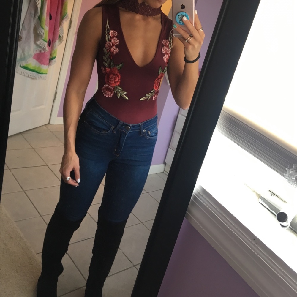 Floral Maroon Body Suit